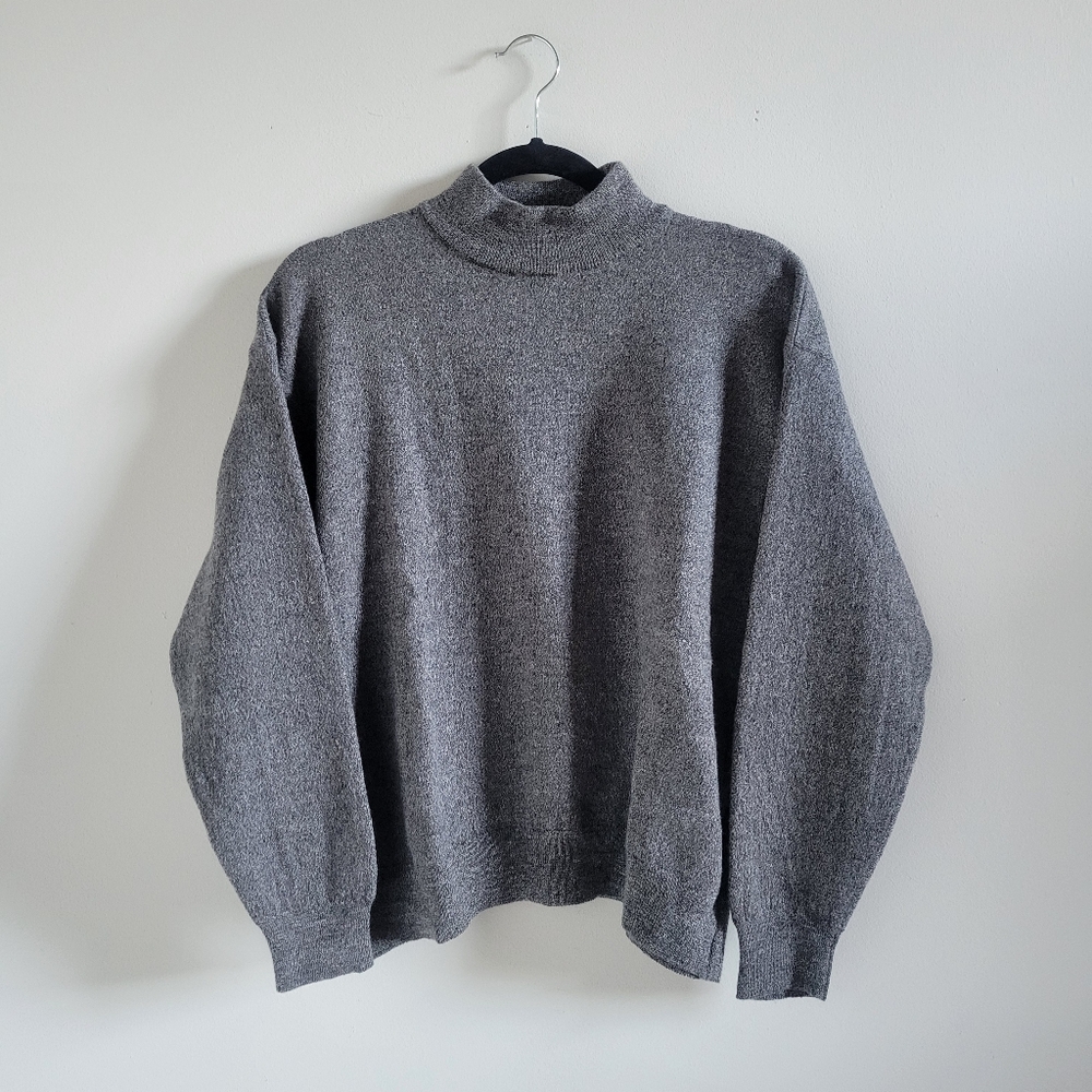 Giasone Made in Italy Grey Wool Knit Mock Neck Sweater Size S/M
